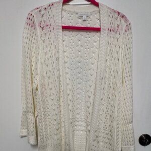 New Woman's White Flair Sleeve Open Front White Sweater. Sz. 2X